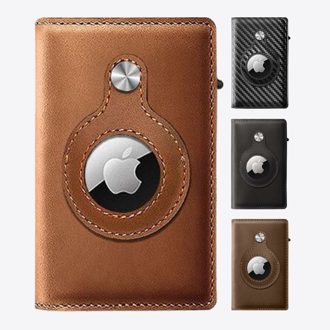 Luxury Airtag Wallet - Card Holder - Leather - Brown