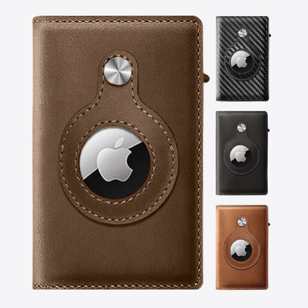 Luxe Airtag Wallet - Pasjeshouder - Leer - Donkerbruin