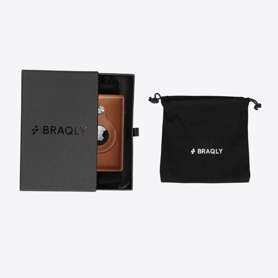Luxury Airtag Wallet - Card Holder - Leather - Brown