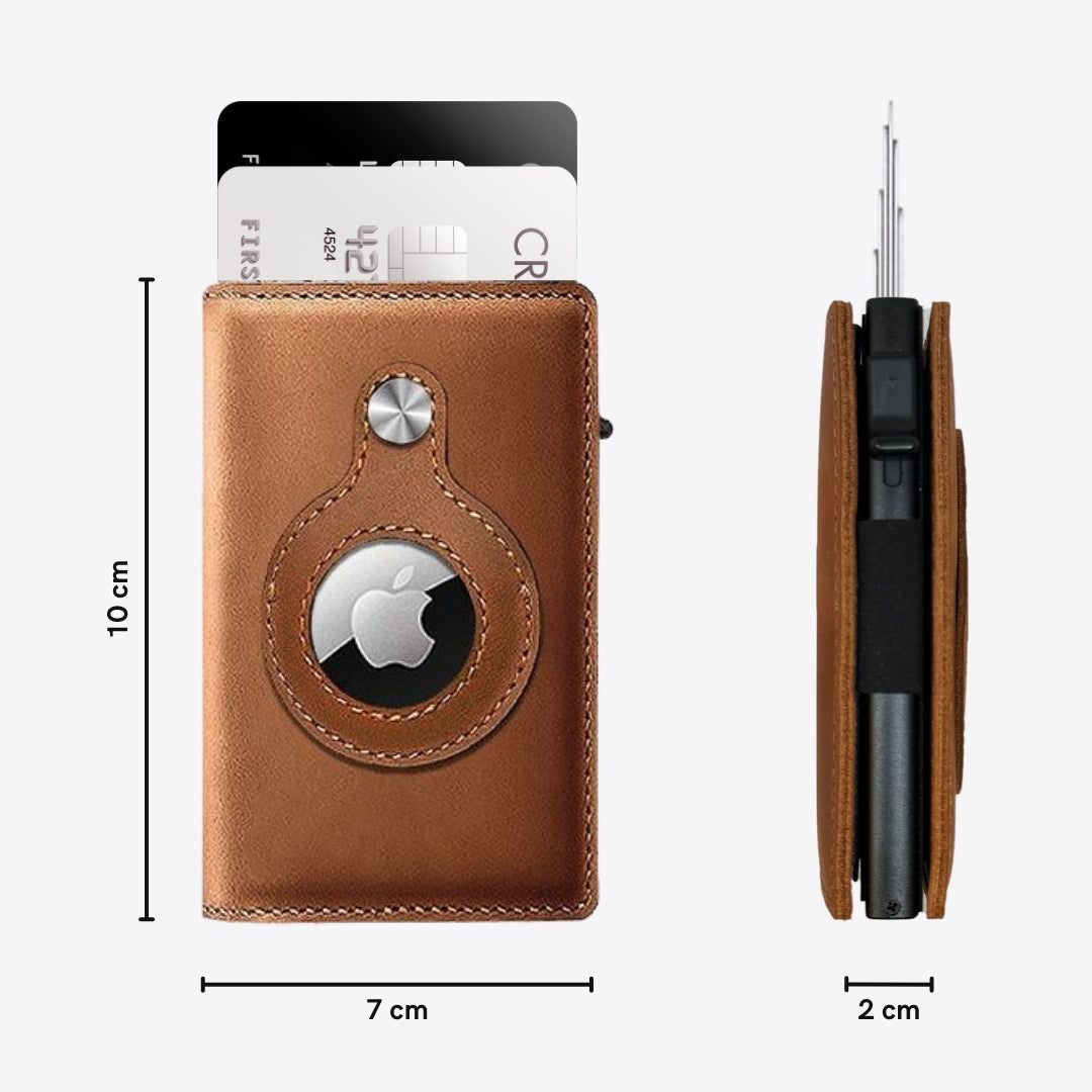 Luxury Airtag Wallet - Card Holder - Leather - Brown