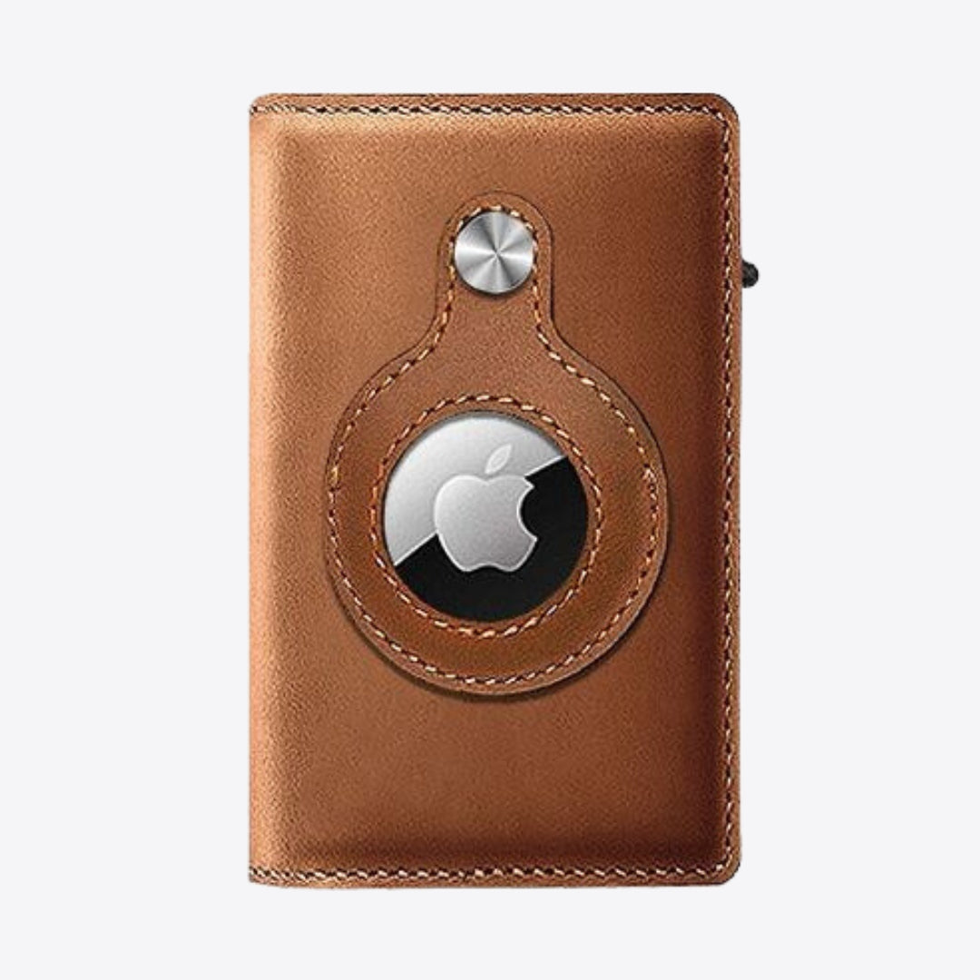 Luxury Airtag Wallet - Card Holder - Leather - Brown