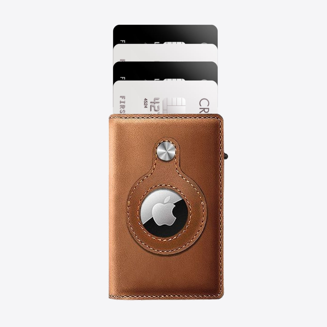 Luxury Airtag Wallet - Card Holder - Leather - Brown