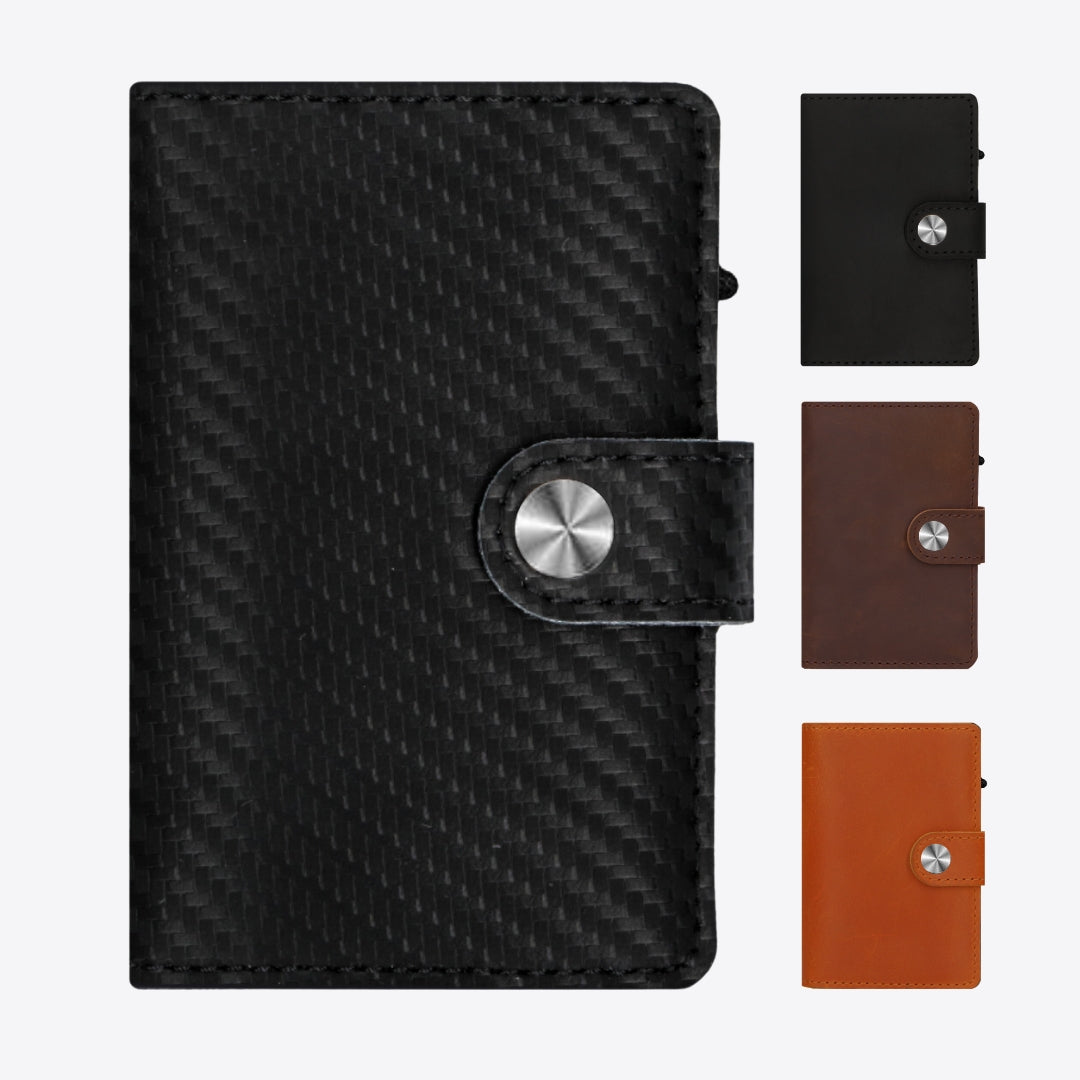 Pasjeshouder Carbon Zwart - 9 pasjes opbergen - Echt Leer