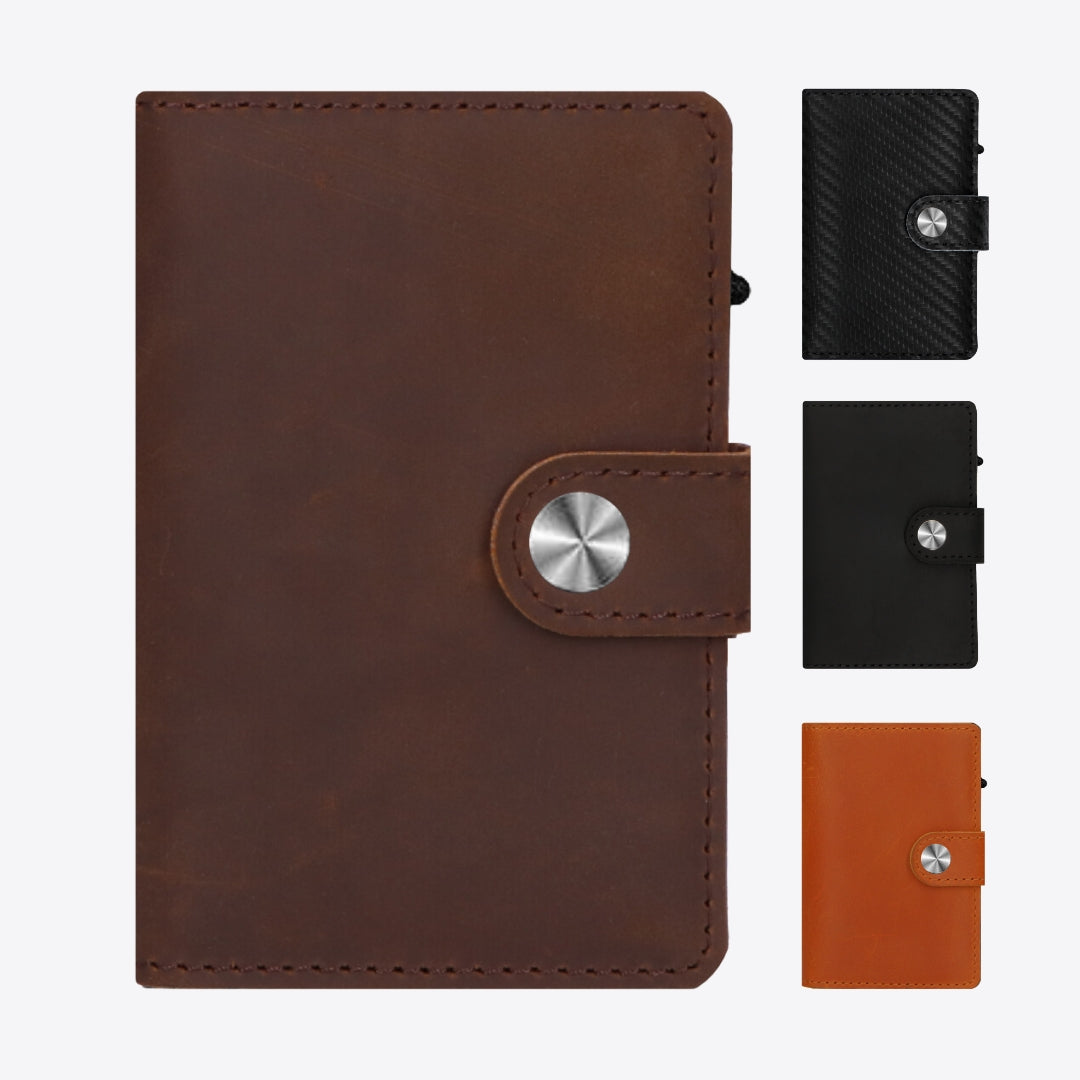 Pasjeshouder Donkerbruin - 9 pasjes opbergen - Echt Leer