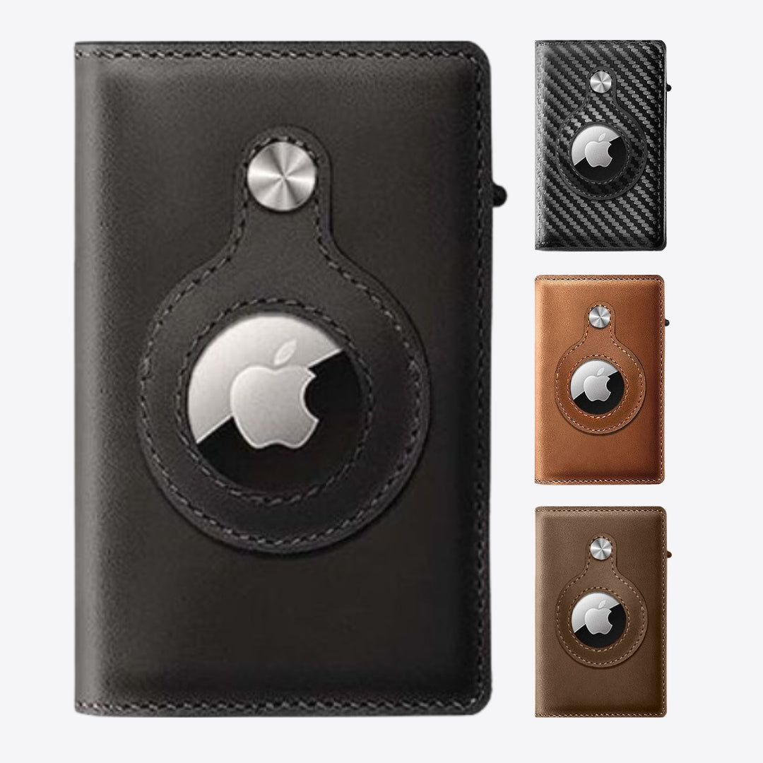 Luxe Airtag Wallet - Pasjeshouder - Leer - Zwart