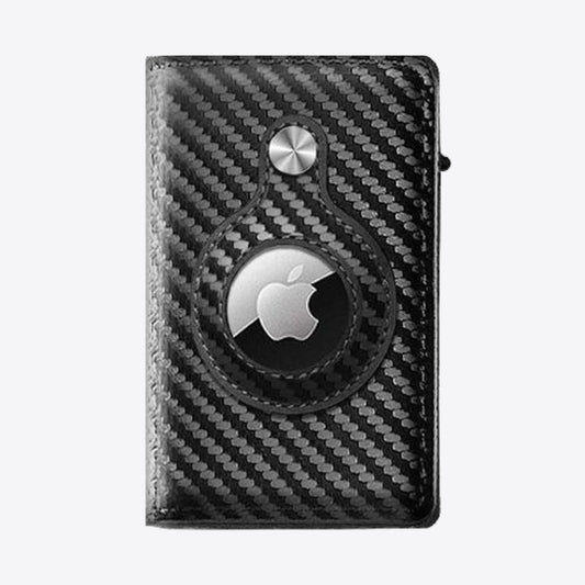Luxury Airtag Wallet - Card Holder - Leather - Carbon Black