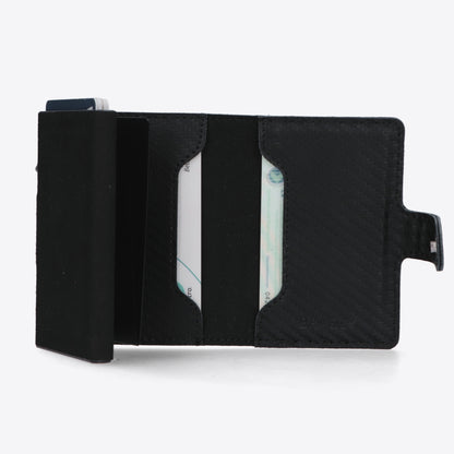 Luxury Card Holder Carbon Black - 9 Card Storage - 100% Leather - Velvet