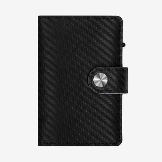 Luxury Card Holder Carbon Black - 9 Card Storage - 100% Leather - Velvet