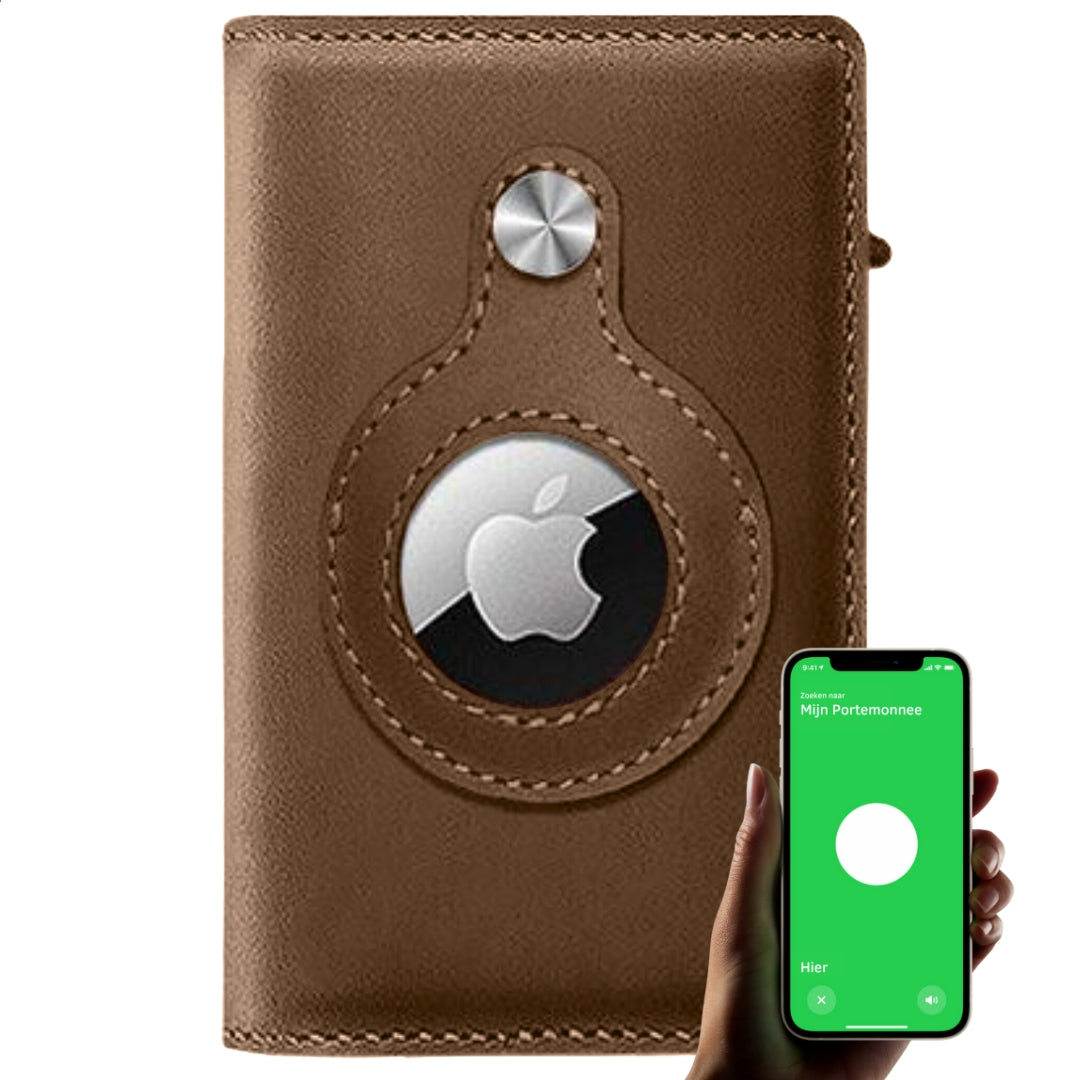 Luxe Airtag Wallet - Pasjeshouder - Leer - Donkerbruin