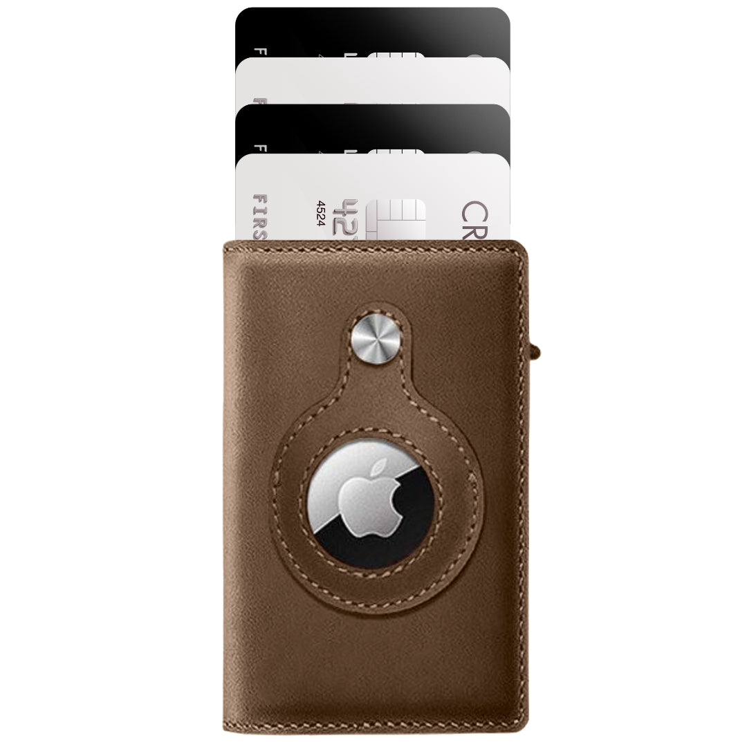 Luxe Airtag Wallet - Pasjeshouder - Leer - Donkerbruin