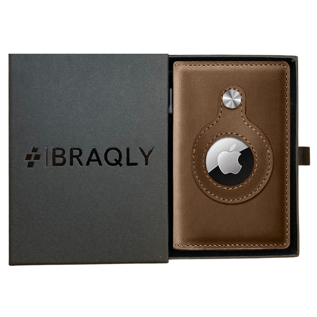 Luxury Airtag Wallet - Card Holder - Leather - Dark Brown