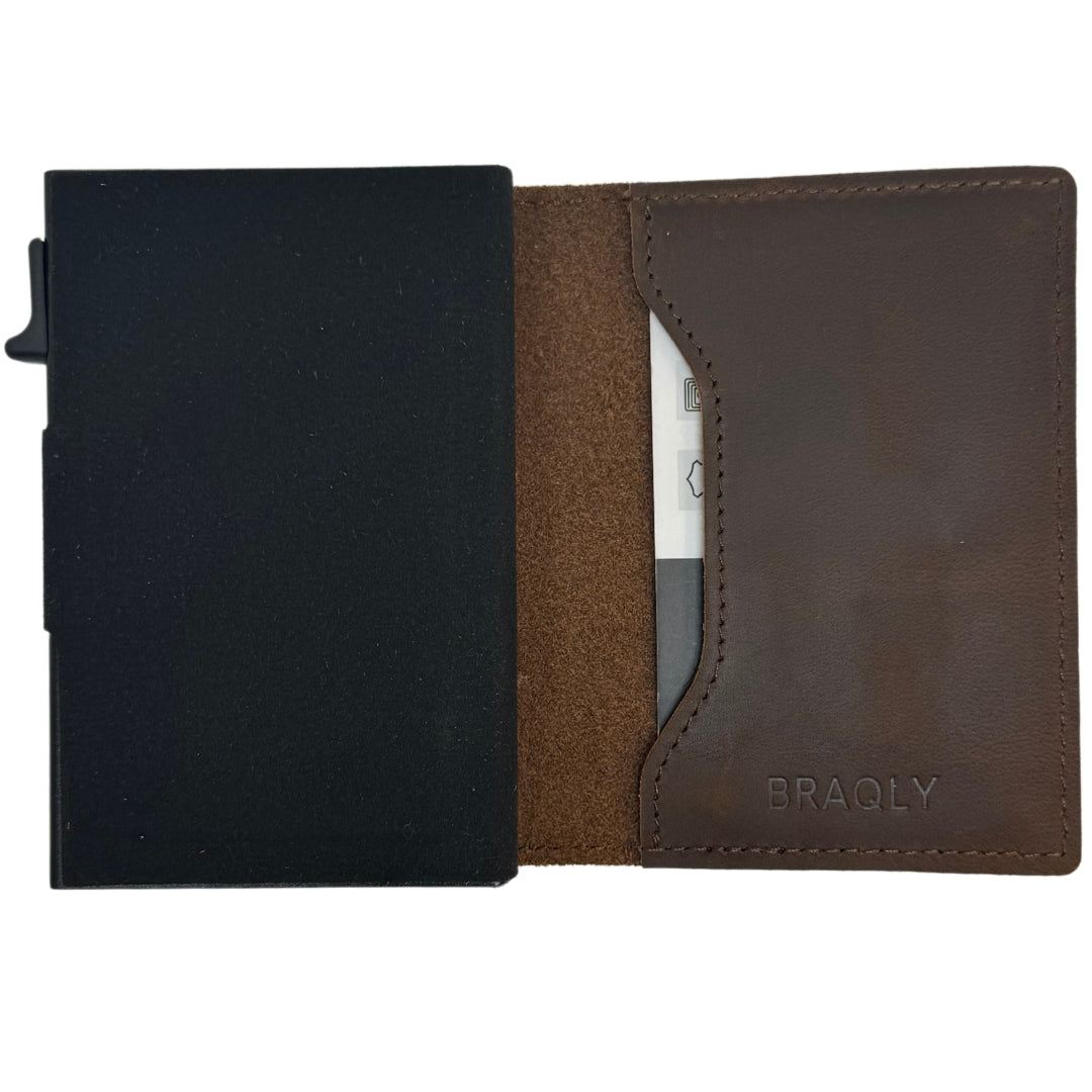 Luxury Airtag Wallet - Card Holder - Leather - Dark Brown