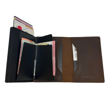 Luxury Airtag Wallet - Card Holder - Leather - Dark Brown