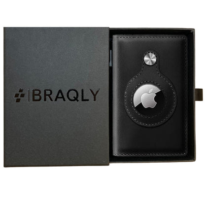 Luxury Airtag Wallet - Card Holder - Leather - Black