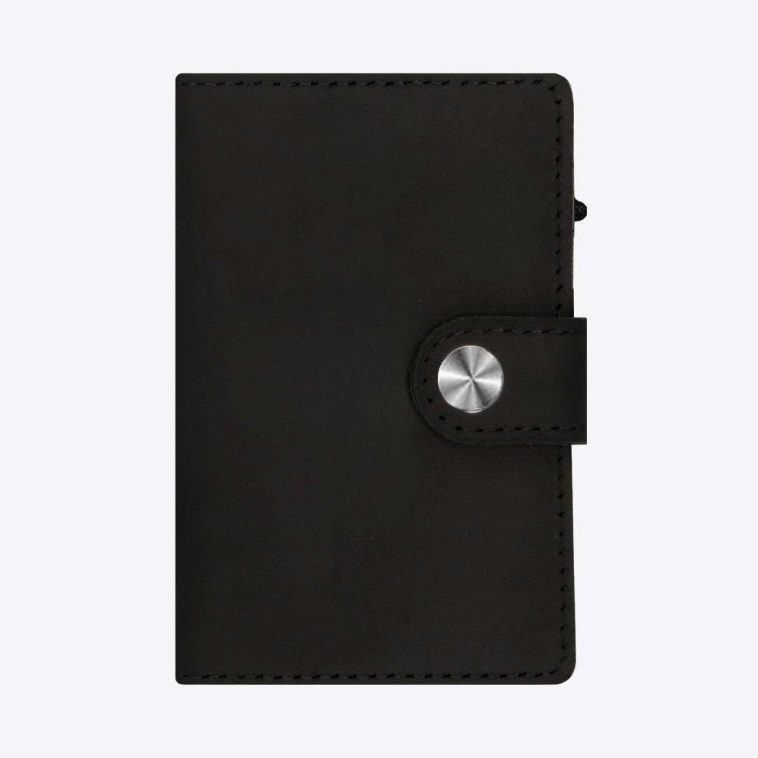 Luxury Card Holder Black - 9 Card Storage - 100% Leather - Velvet